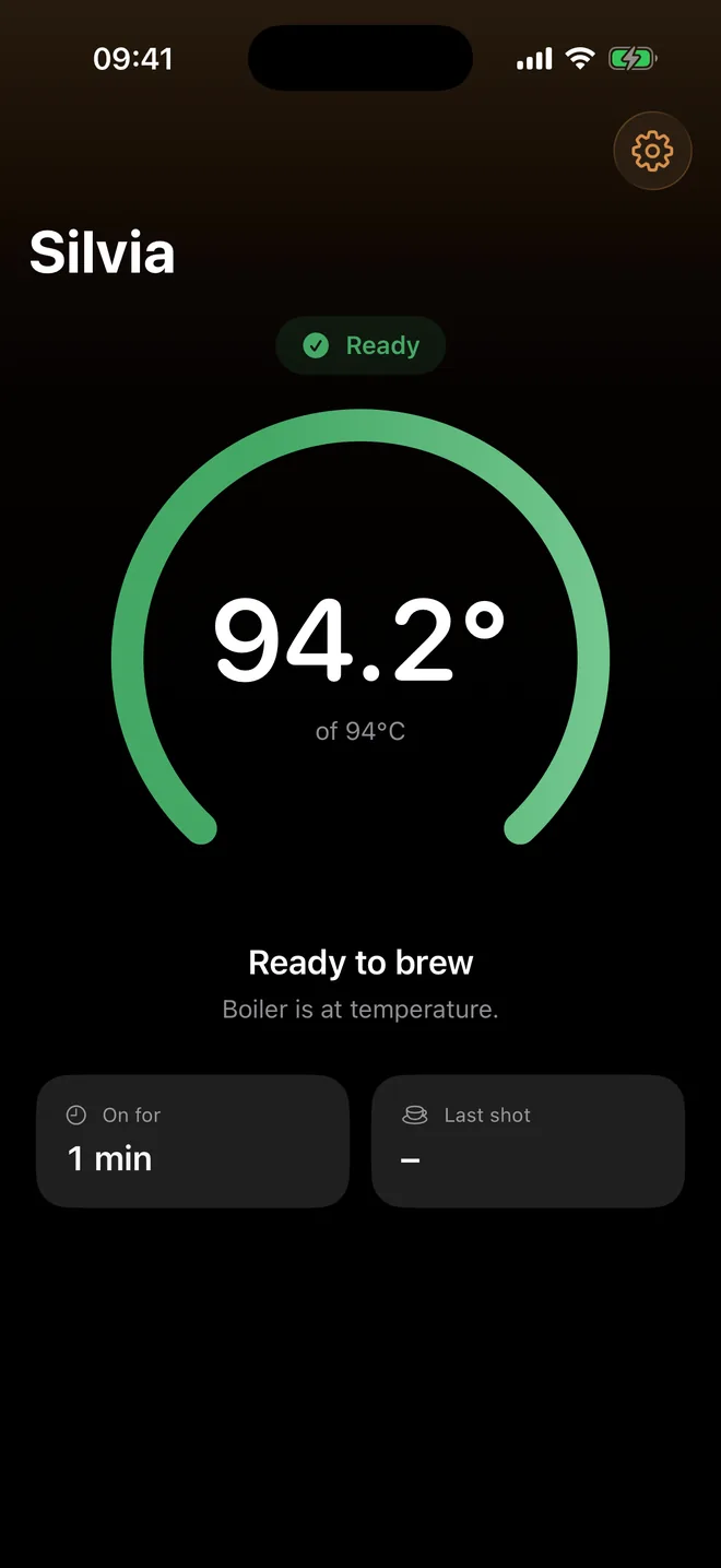 Boiler at 94.2 °C of 94 °C with a green Ready badge